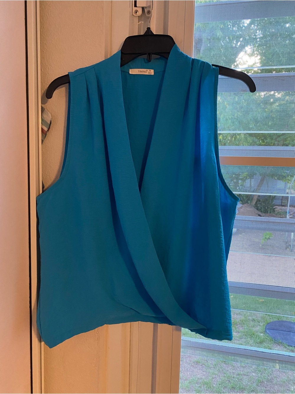 Tahari Sleeveless Wrap-Front Camisole in Turquoise